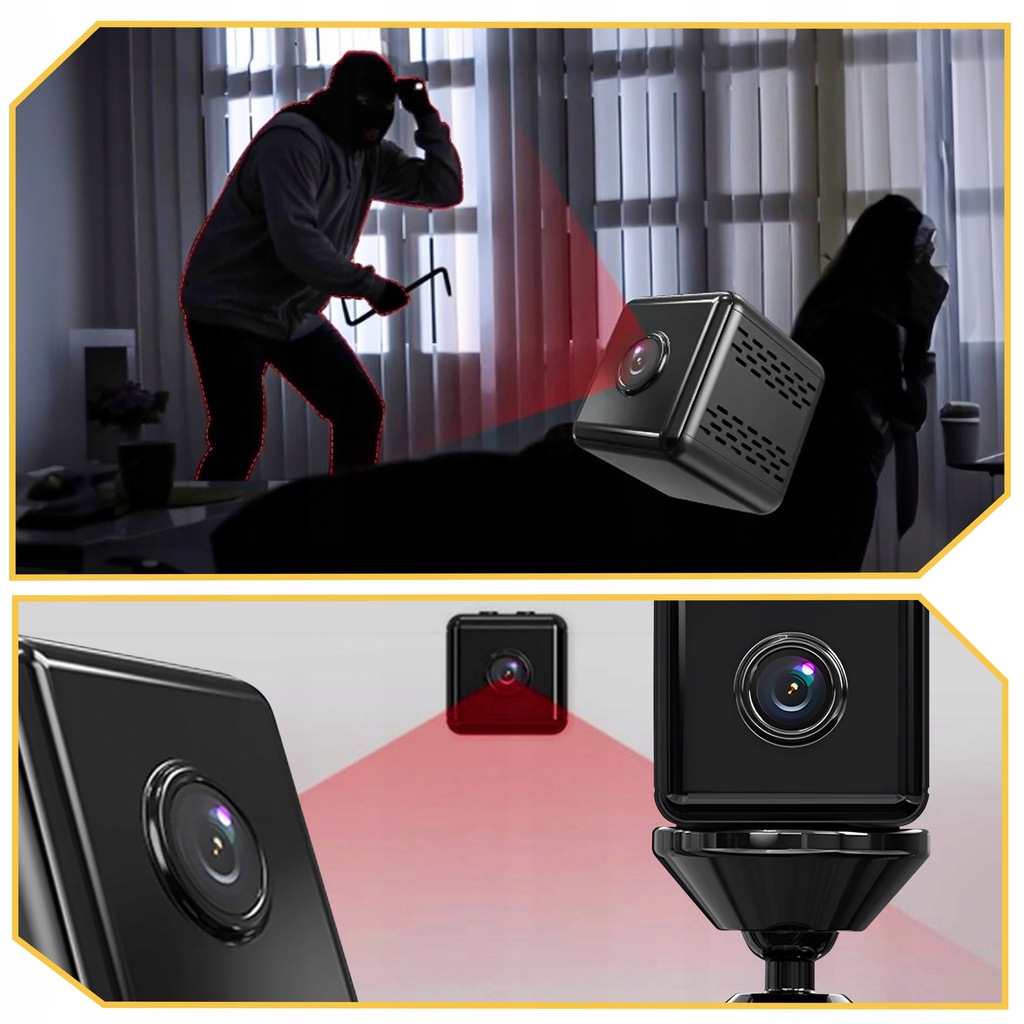 Mini kamera szpiegowska SMART detekcja ukryta kamerka Mała WIFI 4K +Uchwyt Jakość zapisu HD (1280 x 720) Full HD (1920 x 1080) 4K UHD (3840 x 2160)